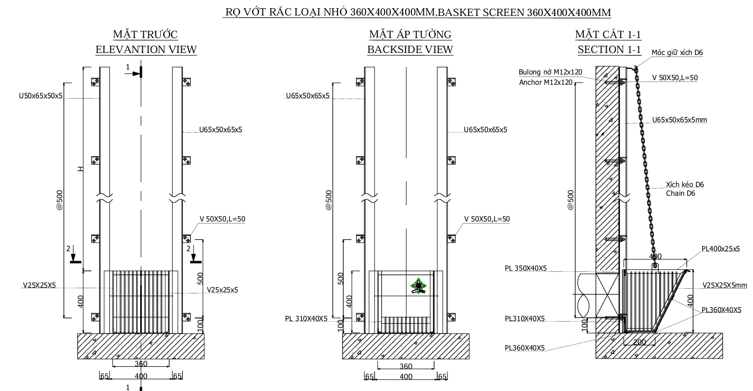 Bản vẽ kỹ thuật rọ vớt rác chi tiết Bản vẽ kỹ thuật rọ vớt rác chi tiết