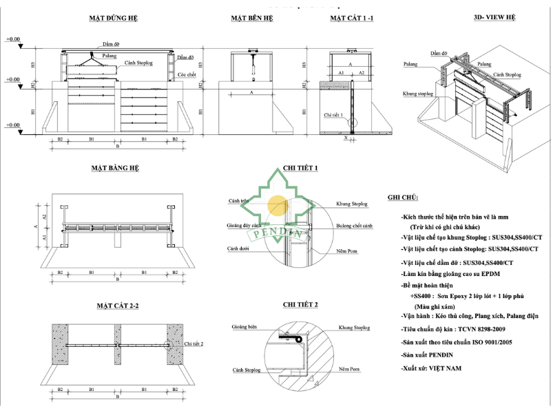 Stoplogs dạng cánh ghép nối 5 Cau tao Stoplogs dang canh ghep noi