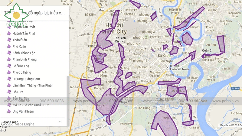 Những điểm trên bản đồ ngập úng tại thành phố Hồ Chí Minh