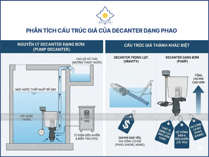 Giá decanter thu nước dạng bơm