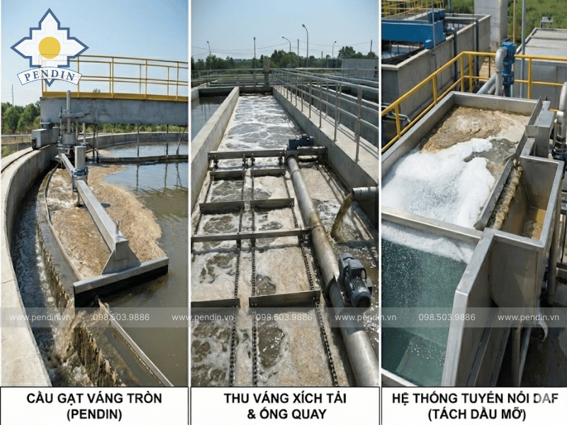 Bước 2_ Sử dụng thiết thiết bị cơ khí chuyên dụng để xử lý váng bùn