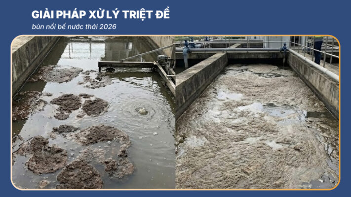 bùn nổi trong bể xử lý nước thải