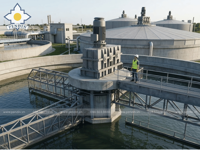 So sánh giá cầu cào trung tâm và cầu dẫn động biên cho bể lắng đường kính lớn