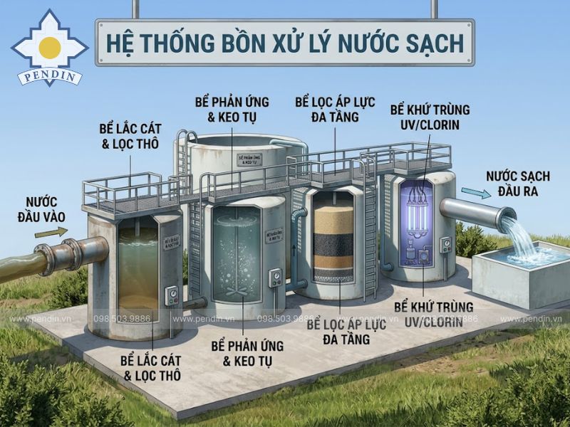 Gia Công Bồn Xử Lý Nước Sạch