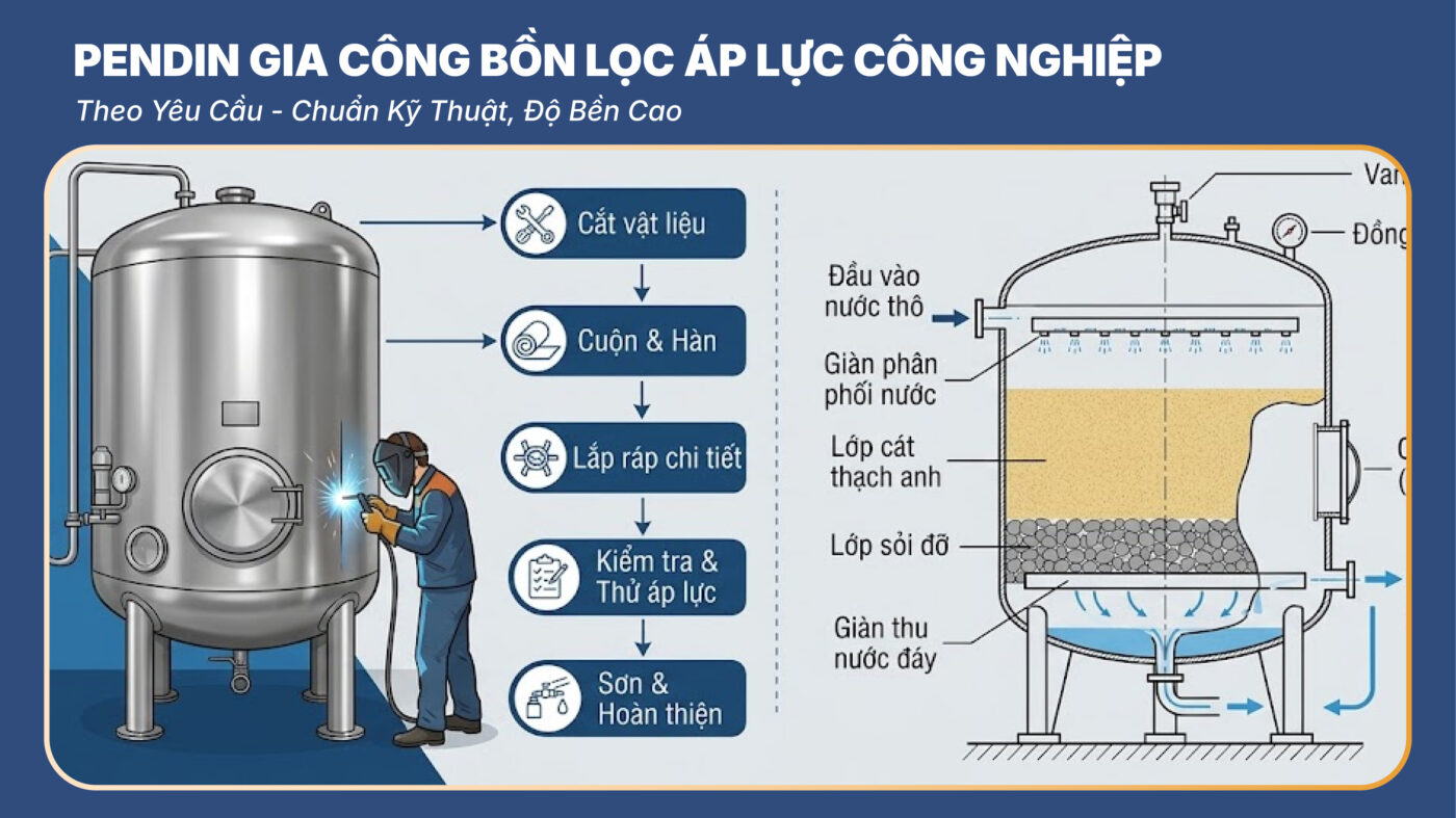 Gia Công Bồn Lọc Áp Lực Công Nghiệp