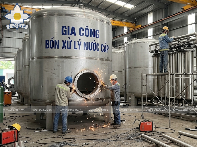 Gia Công Bồn Lọc Cho Trạm Xử Lý Nước Cấp