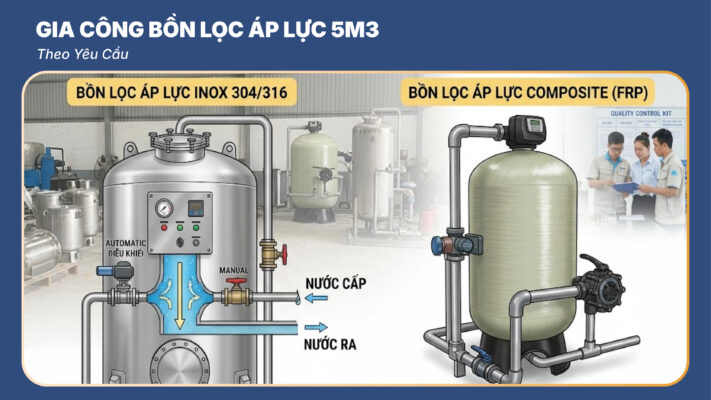 Gia Công Bồn Lọc Áp Lực 5m3