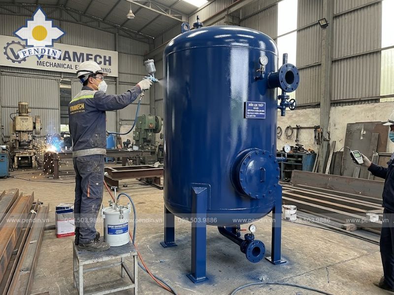 Pendin gia công bồn lọc thép sơn epoxy chống ăn mòn