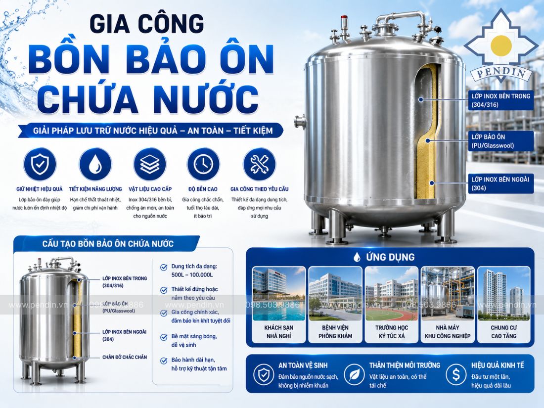 Gia Công Bồn Bảo Ôn Chứa Nước