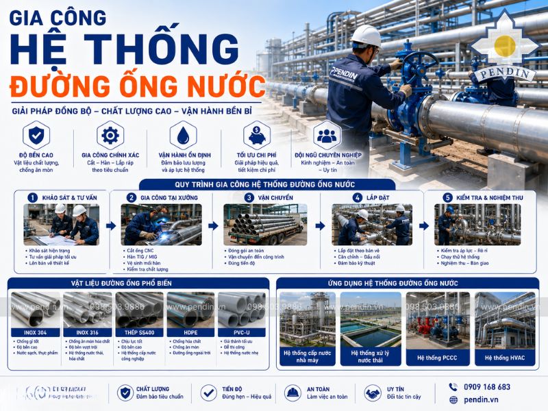 Gia Công Hệ Thống Đường Ống Nước