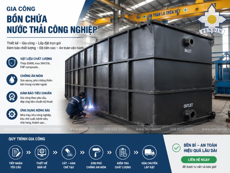 Gia công bồn chứa nước thải công nghiệp
