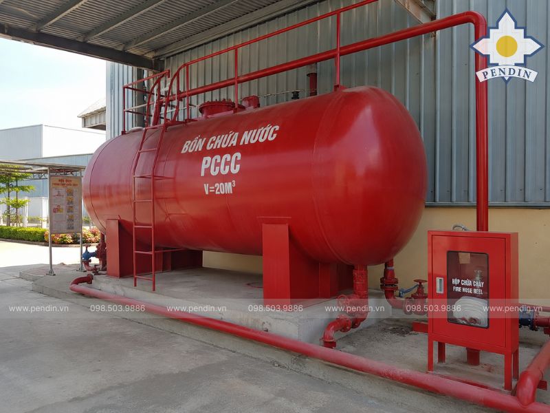 Hình ảnh bồn cứu hỏa thực tế tại xưởng