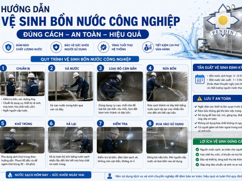 Hướng dẫn vệ sinh bồn nước công nghiệp đúng cách