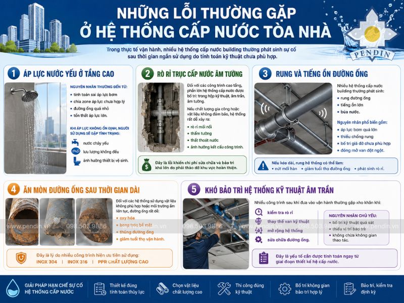 Những lỗi thường gặp ở hệ thống cấp nước tòa nhà