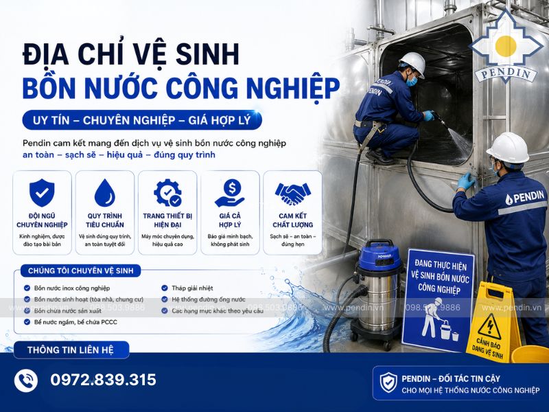 Pendin địa chỉ vệ sinh bồn nước công nghiệp uy tín