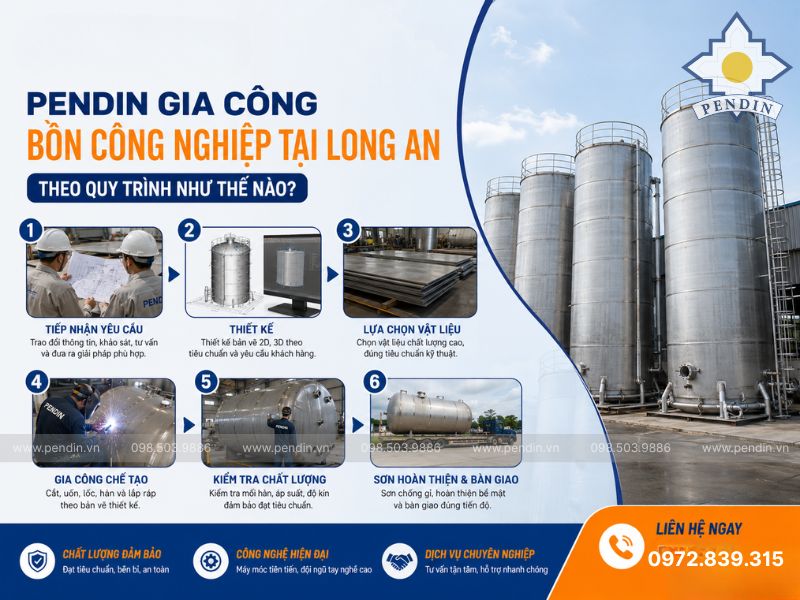 Pendin gia công bồn công nghiệp tại Long An theo quy trình như thế nào