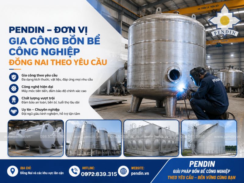 Pendin – Đơn vị gia công bồn bể công nghiệp Đồng Nai theo yêu cầu