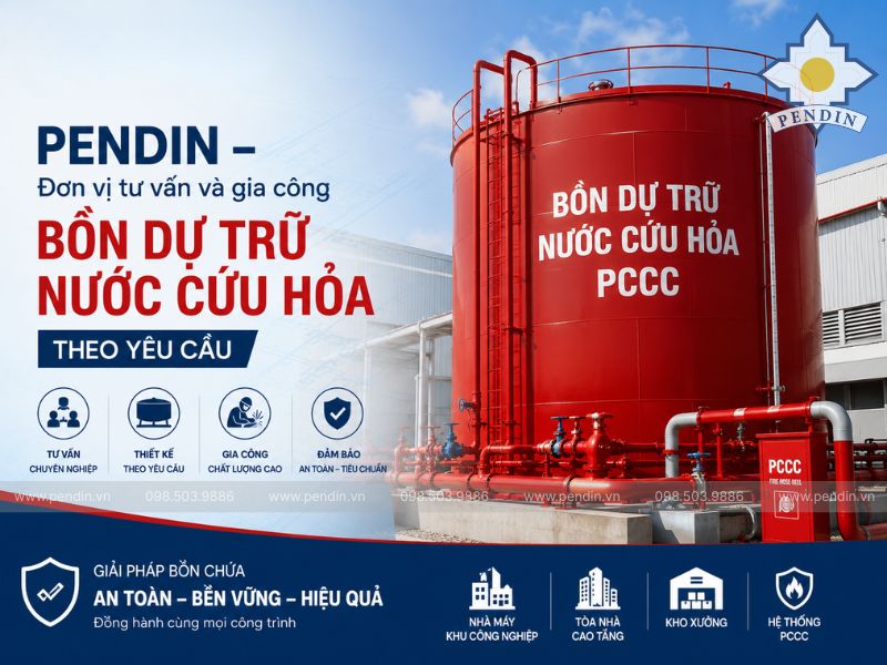Pendin – Đơn vị tư vấn và gia công bồn dự trữ nước cứu hỏa theo yêu cầu