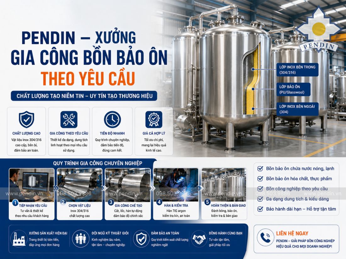 Pendin – Xưởng gia công bồn bảo ôn theo yêu cầu
