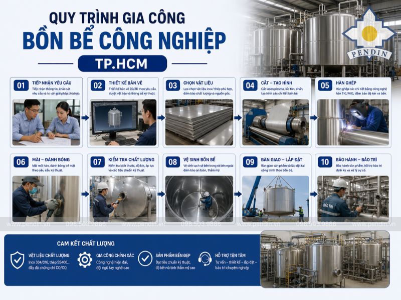 Quy trình gia công bồn bể công nghiệp TP.HCM