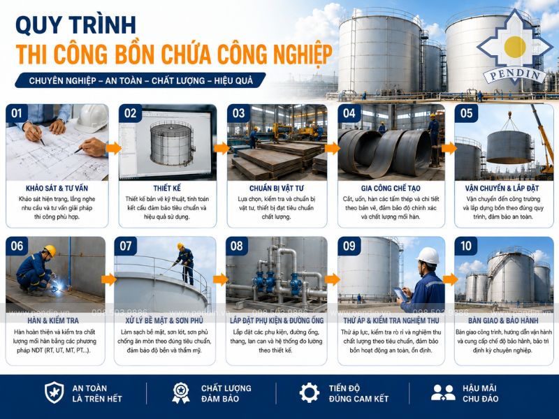 Quy trình thi công bồn chứa công nghiệp chuyên nghiệp như thế nào