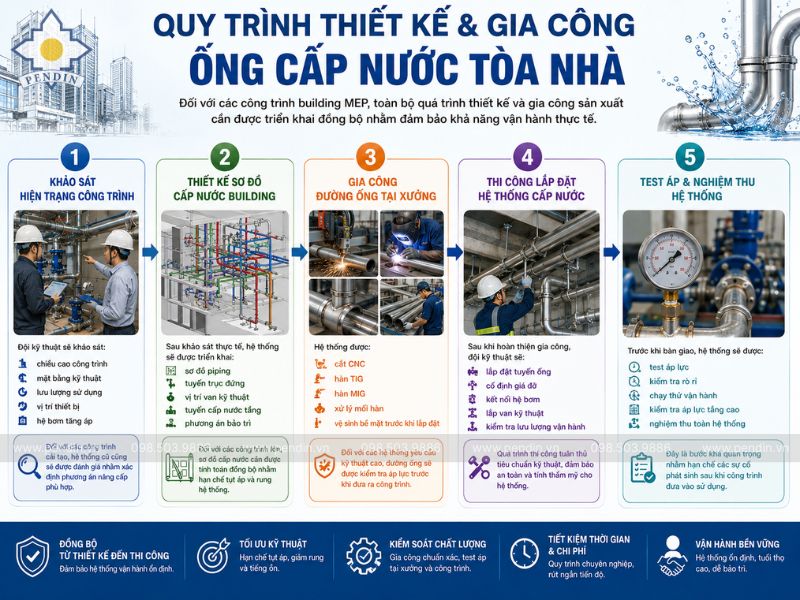 Quy trình thiết kế & gia công ống cấp nước tòa nhà