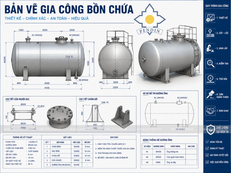 bản vẽ Gia công bồn chứa