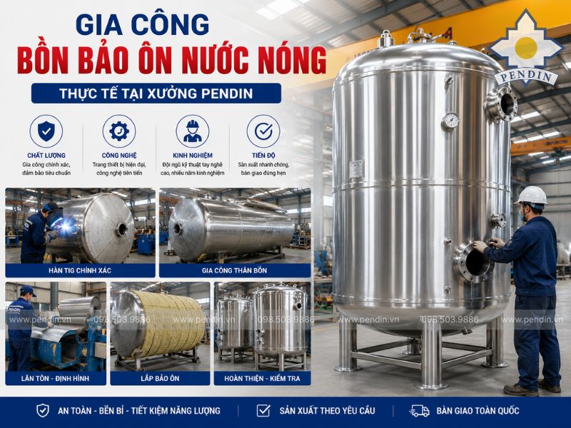 gia công bồn bảo ôn thực tế tại xưởng