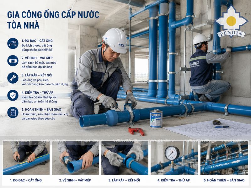 gia công ống cấp nước tòa nhà