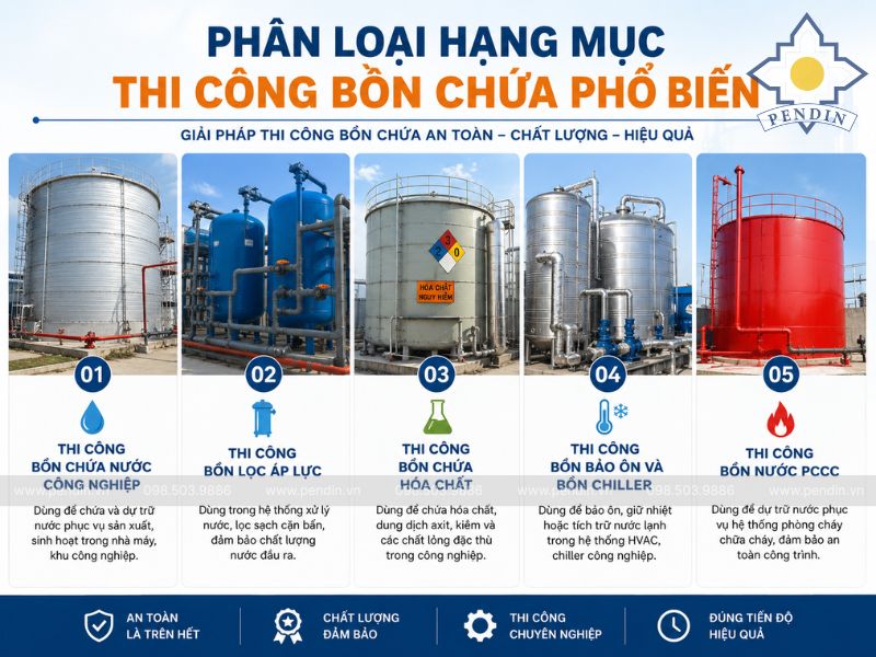 thi công bồn chứa phổ biến