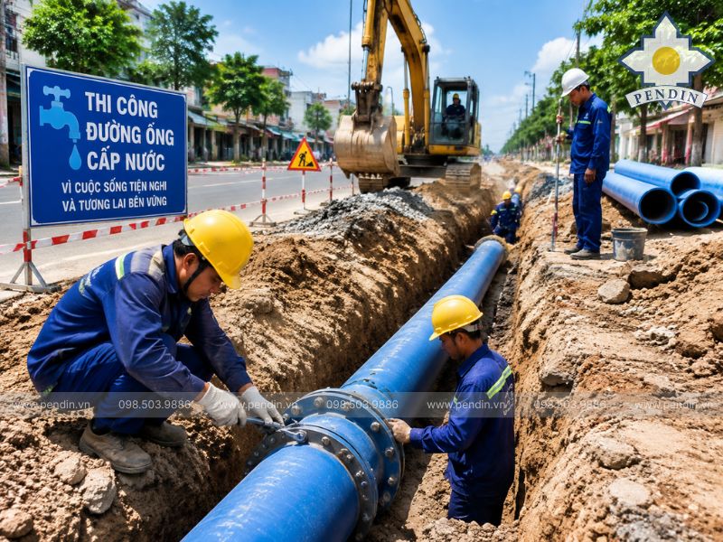 thi công đường ống cấp nước