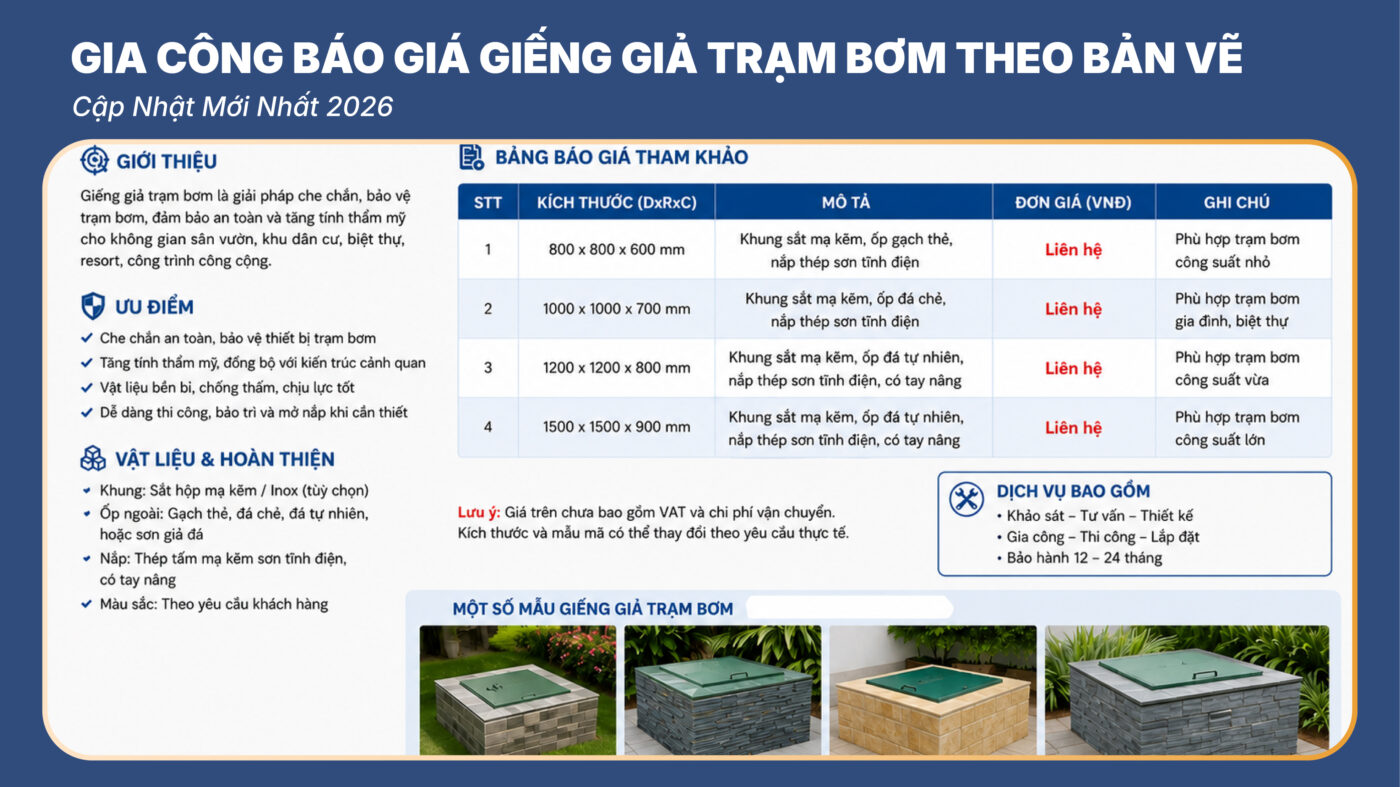 Gia Công Báo Giá Giếng Giả Trạm Bơm