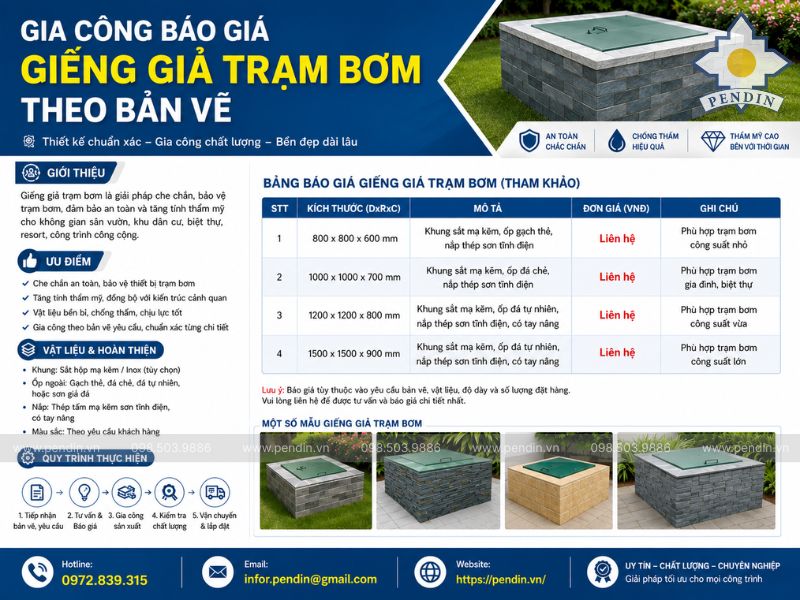 Gia Công Báo Giá Giếng Giả Trạm Bơm Theo Bản Vẽ