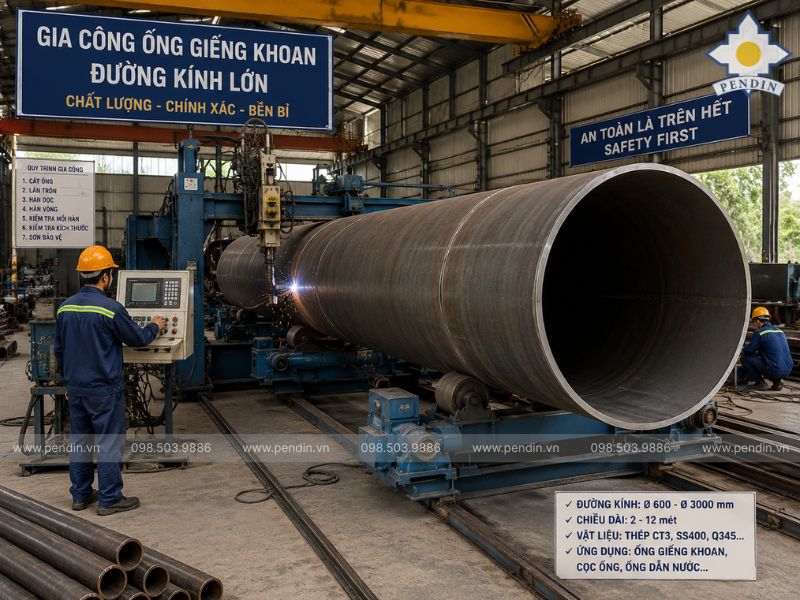 Gia Công Ống Giếng Khoan Đường Kính Lớn