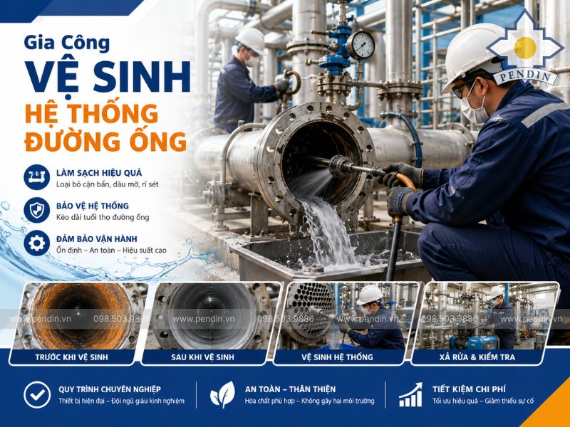 Gia Công Vệ Sinh Hệ Thống Đường Ống