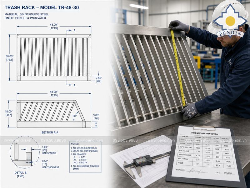 bản vẽ kỹ thuật và kiểm tra kích thước