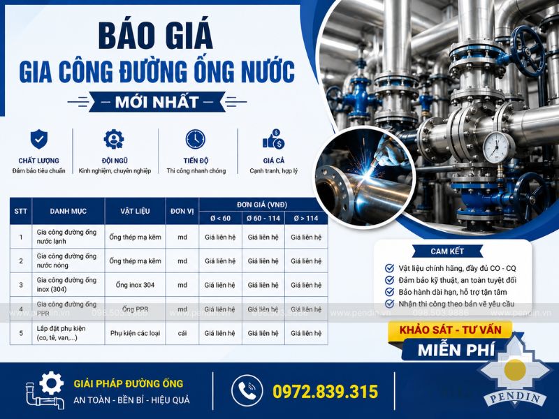 gia công báo giá đường ống nước