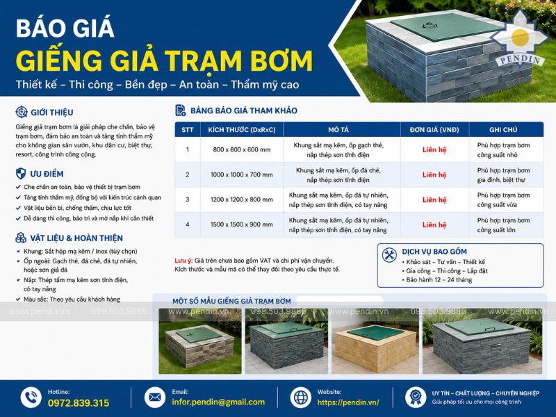 gia công báo giá giếng giả trạm bơm