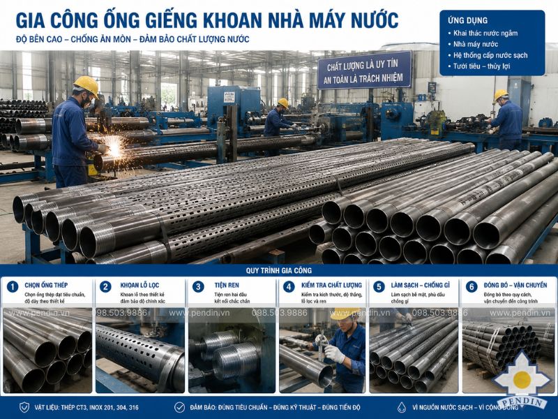 gia công ống giếng khoan nhà máy nước