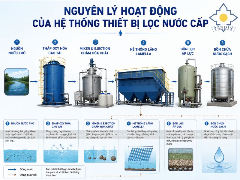 Nguyên lý hoạt động của hệ thống thiết bị lọc nước cấp