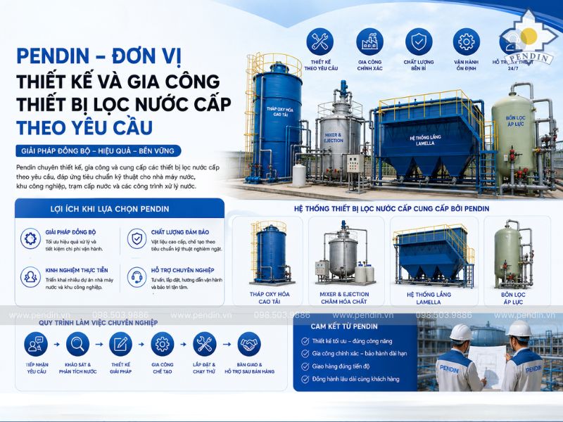 Pendin – Đơn vị thiết kế và gia công thiết bị lọc nước cấp theo yêu cầu