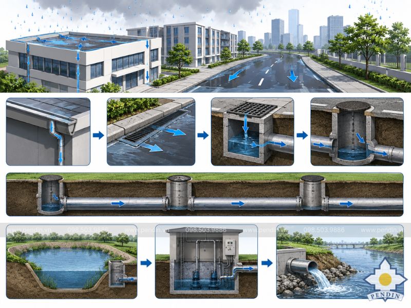 Sơ đồ hành trình dòng nước trong nội khu