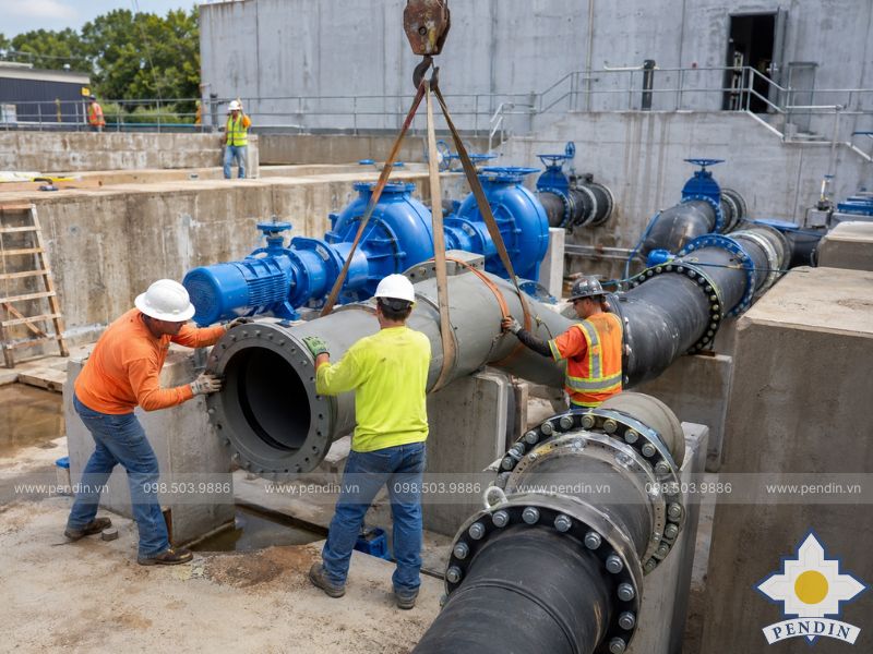 lắp đặt thực tế tại trạm bơm