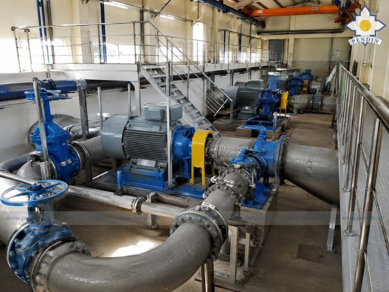 Cụm máy bơm – đường ống – van thực tế