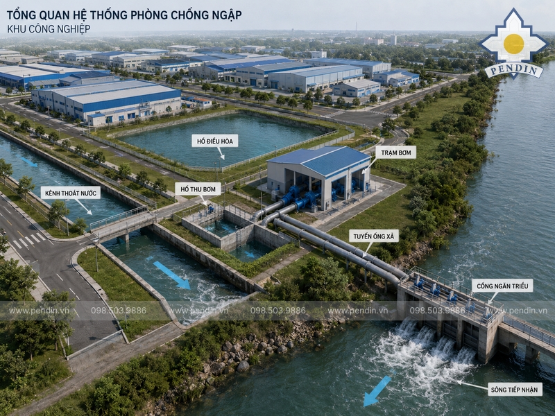 Sơ đồ tổng thể hệ thống chống ngập KCN
