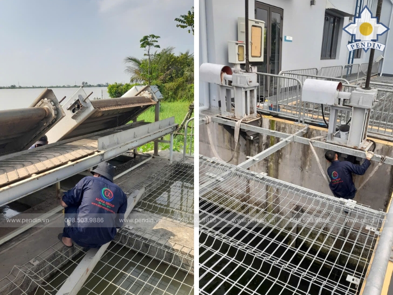 Song chắn rác + thiết bị vớt rác tại cửa lấy nước