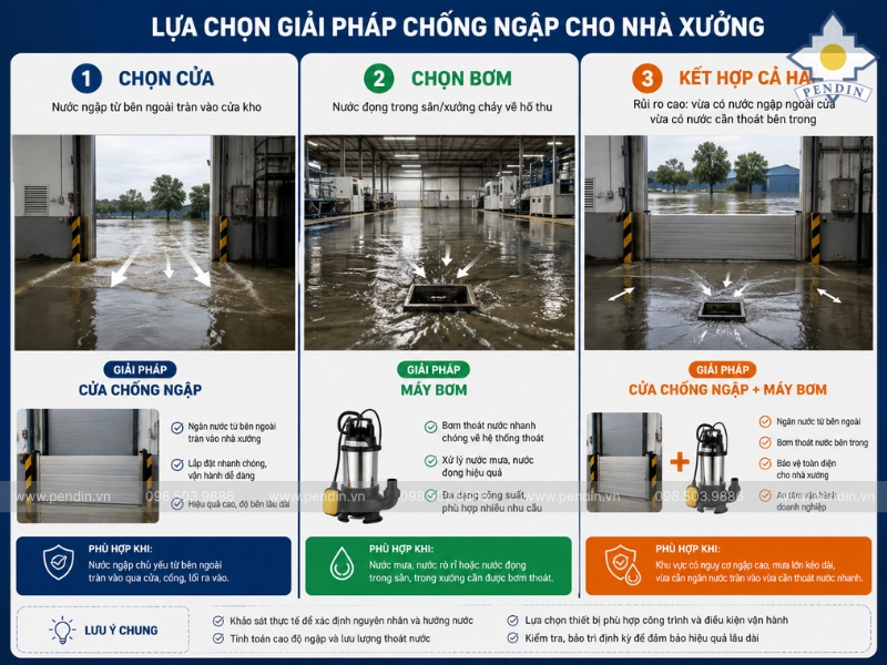 Tình huống chọn cửa, chọn bơm hoặc kết hợp cả hai
