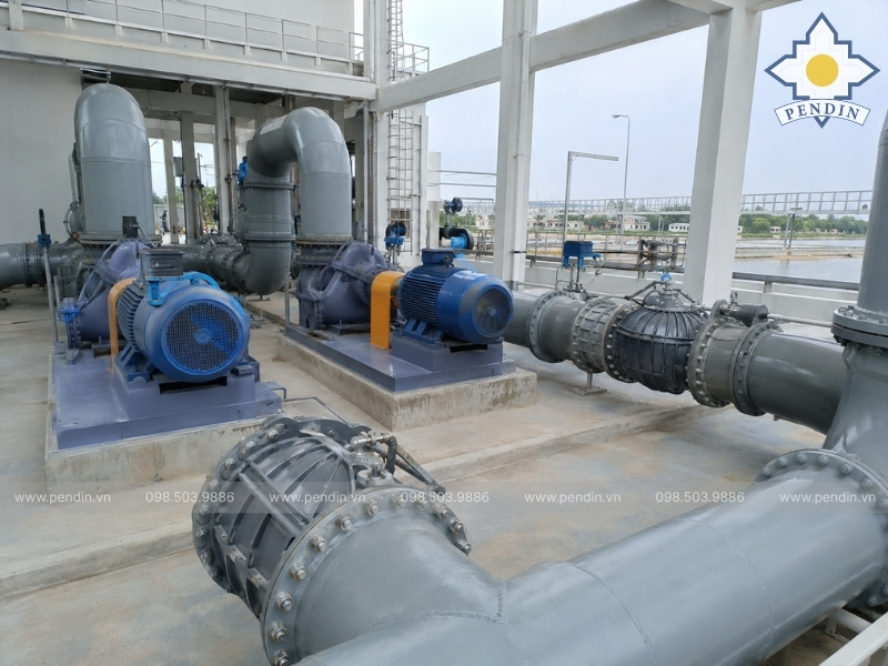 cụm đường ống trạm bơm có van chống dòng ngược